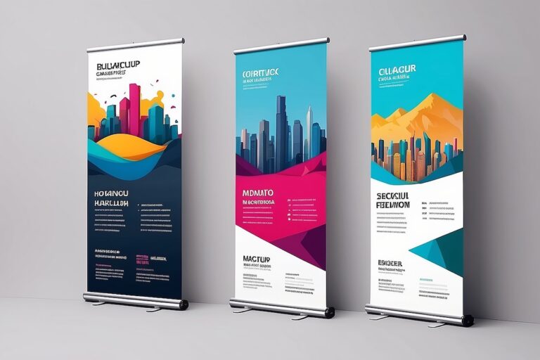Roll Up Banner with Color Mockup
